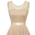 thumbnail image 5 of Female Floral Lace Chiffon Dress Bridesmaid Dress Cocktail Dresses Mid-length Prom Party Dresses with Waist Tied, 5 of 9