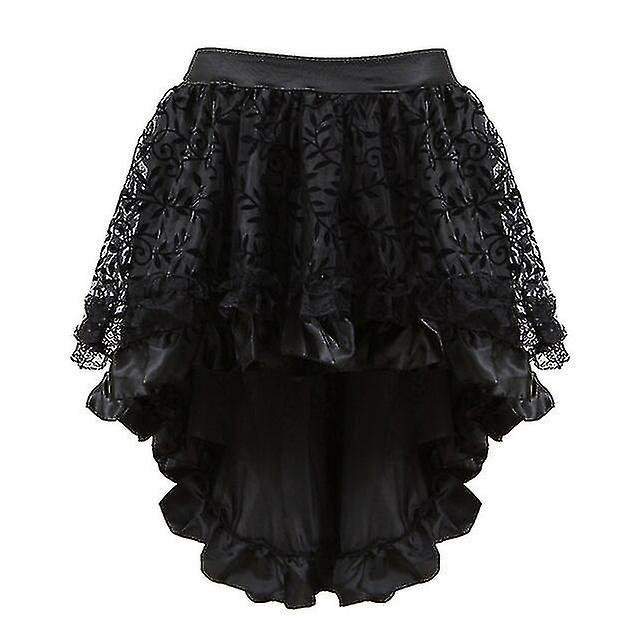 Vestido con corsé Steampunk para mujer, corsé gótico de piel sintética con falda de encaje asimétrica, conjunto S-6xl