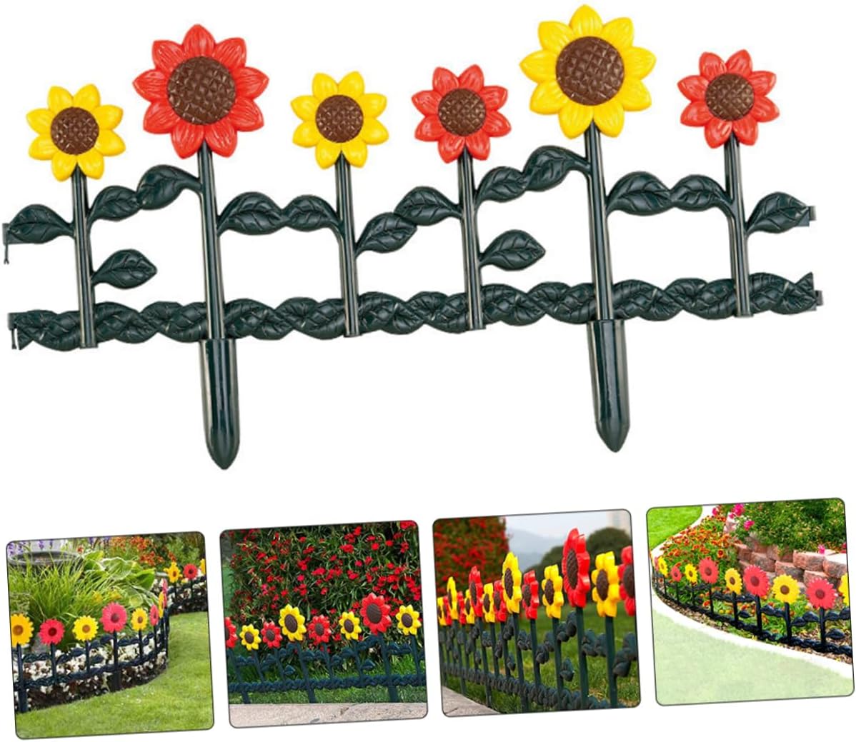 QIANJIA Sunflower Garden Fence Decoration Reusable Patio Border Edging for Lawn Flower Beds Easy to Install Portable Decorative Fence Panel for Outdoor Spaces