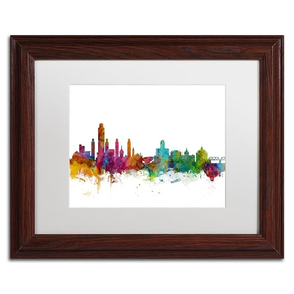 Trademark Fine Art 'Albany New York Skyline' Canvas Art by Michael Tompsett, White Matte, Wood Frame