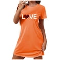 thumbnail image 1 of Chemises de Nuit pour Femmes Manches Courtes Chemises de Nuit pour Dormir Nuisette à Enfiler Douce Mignonne Imprimée Robe de Nuit Robes pour Femmes Tenue de Nuit Robe de Pyjama Orange G, 1 of 5