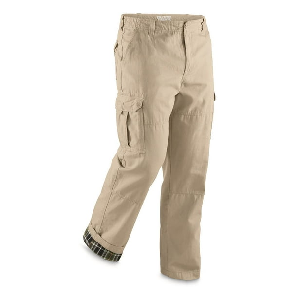 Guide Gear Mens Flannel-Lined Cargo Work Pants with Pockets, Relaxed ...
