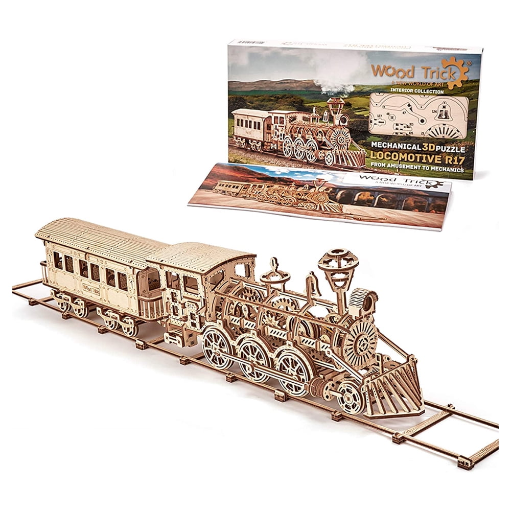 Wood Trick 3D Locomotive Wooden Puzzle Train Model Mechanical Building Kit