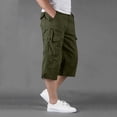 thumbnail image 2 of Twill Cargo Shorts for Men Multi Pockets Mens Long Shorts Below Knee Casual Hiking Summer Capri Pants Big and Tall Size M-5XL Army Green, 2 of 6