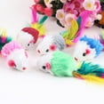 thumbnail image 1 of Flmtop 10Pcs/Lot Soft Fleece False Mouse Cat Toys Colorful Feather Funny Playing Mice, 1 of 7