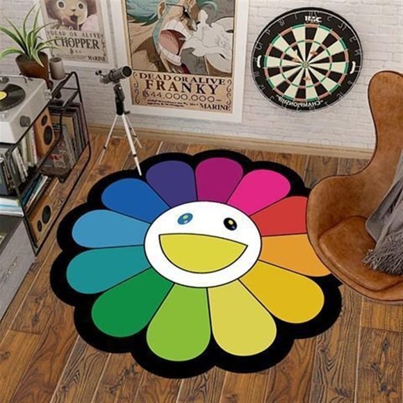 DIKFENS 40Inch Takashi Murakami Rug - Flower Design, Soft and Durable Material for Home Decor and Office Use by Takashi Murakami (03, 40X40inch(100x100cm))