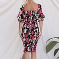 thumbnail image 4 of Robes d'Été pour Femmes 2023 Mode Décontractée Printemps et Été Imprimé Floral Manches Courtes Épaules Dénudées Robe Haute Plage Quotidienne Grande Taille Robe de Soleil, 4 of 9