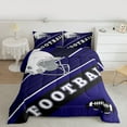 thumbnail image 2 of American Football Lovers Comforter Set International Ball Teams Bedding Gifts for Men, Blue and Black Football Helmet Full Bed Comforter Set Teens Geometry Striped Quilt (Baltimore), 2 of 7