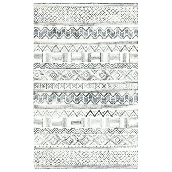SAFAVIEH Roslyn Raynard Geometric Area Rug, Black/Ivory, 6' x 9'