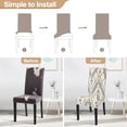 thumbnail image 4 of Dining Room Chair Covers Set of 6, Stretch Printed Kitchen Chair Slipcovers Removable Washable Parsons Chair Covers Protector for Dining Room, Hotel, Ceremony (Beige Stripe), 4 of 6