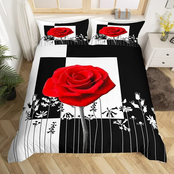 Set Rosa Floral Funda Nórdica para Niños Adolescentes Flor Patrón Edredón