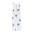 thumbnail image 5 of DeHolifer Women Cotton Linen Jumpsuits Casual Loose Summer Jumpsuit One Piece Print Outfits Sleeveless Wide Leg Pants Romper White XL, 5 of 7
