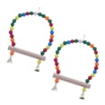 thumbnail image 3 of 2Pcs Colorful Beads Cockatiel Parakeet Bird Parrot Wooden Swing for Small Medium Size Birds Small Hammock Hanging Perch Stand Toy, 3 of 9