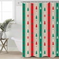 thumbnail image 4 of Merry Christmas Shower Curtain Set ，Waterproof Fabric Shower Curtains Xmas Tree Snowflake Dot Linen Texture Shower Curtains for Bathroom,Bathroom Decor 72"x84", 4 of 7