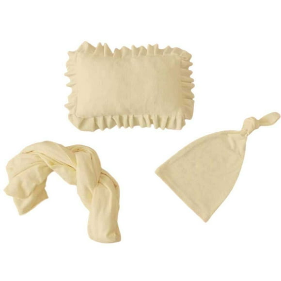 Newborn Photography Props Posing Pillow Soft Small Caps Decoration Hundred Days Shooting Soft Decoration Hat for Studio Pictures Photo Auxiliary Light yellow