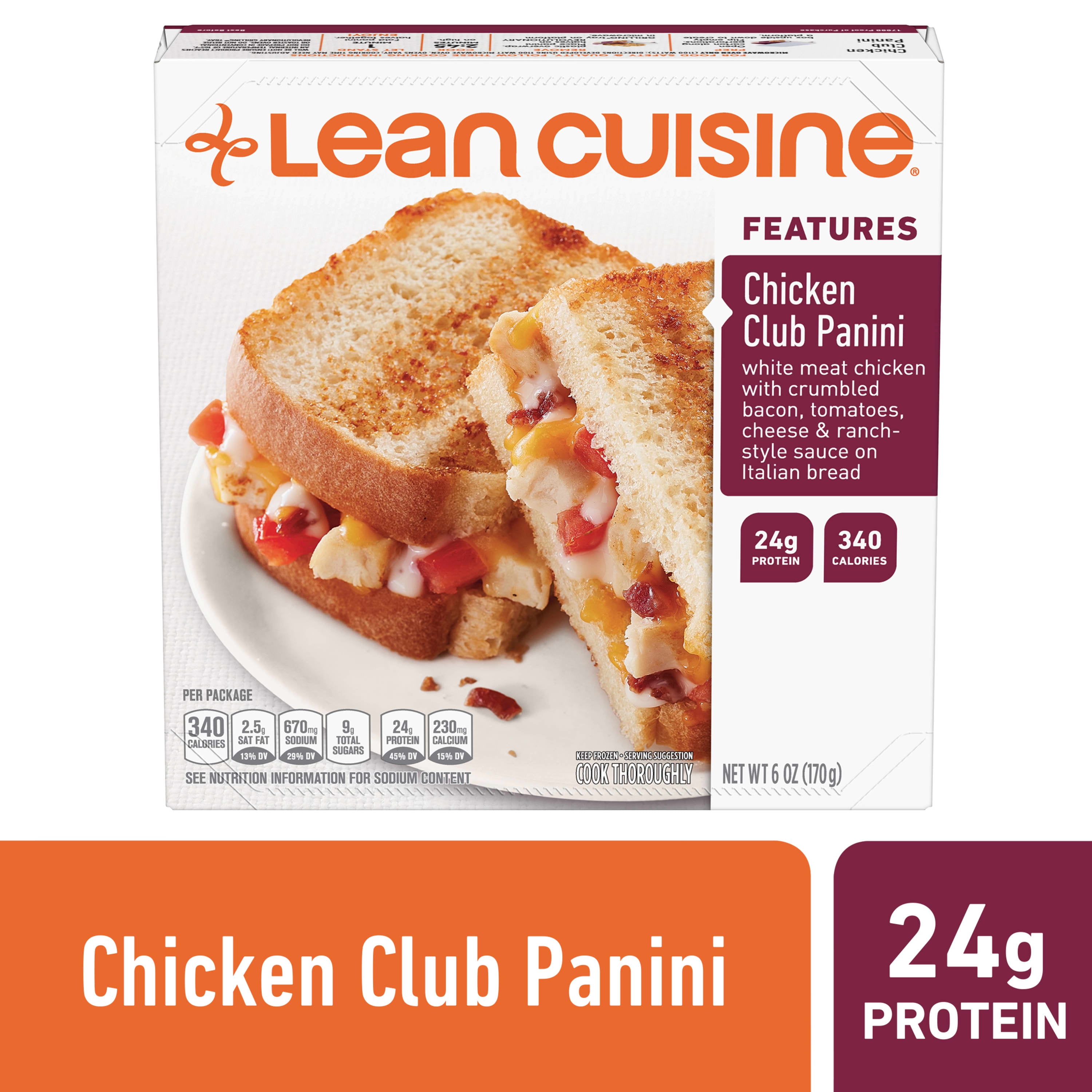 Lean Cuisine Features Chicken Club Panini Frozen Meal 6 Oz Walmart Com