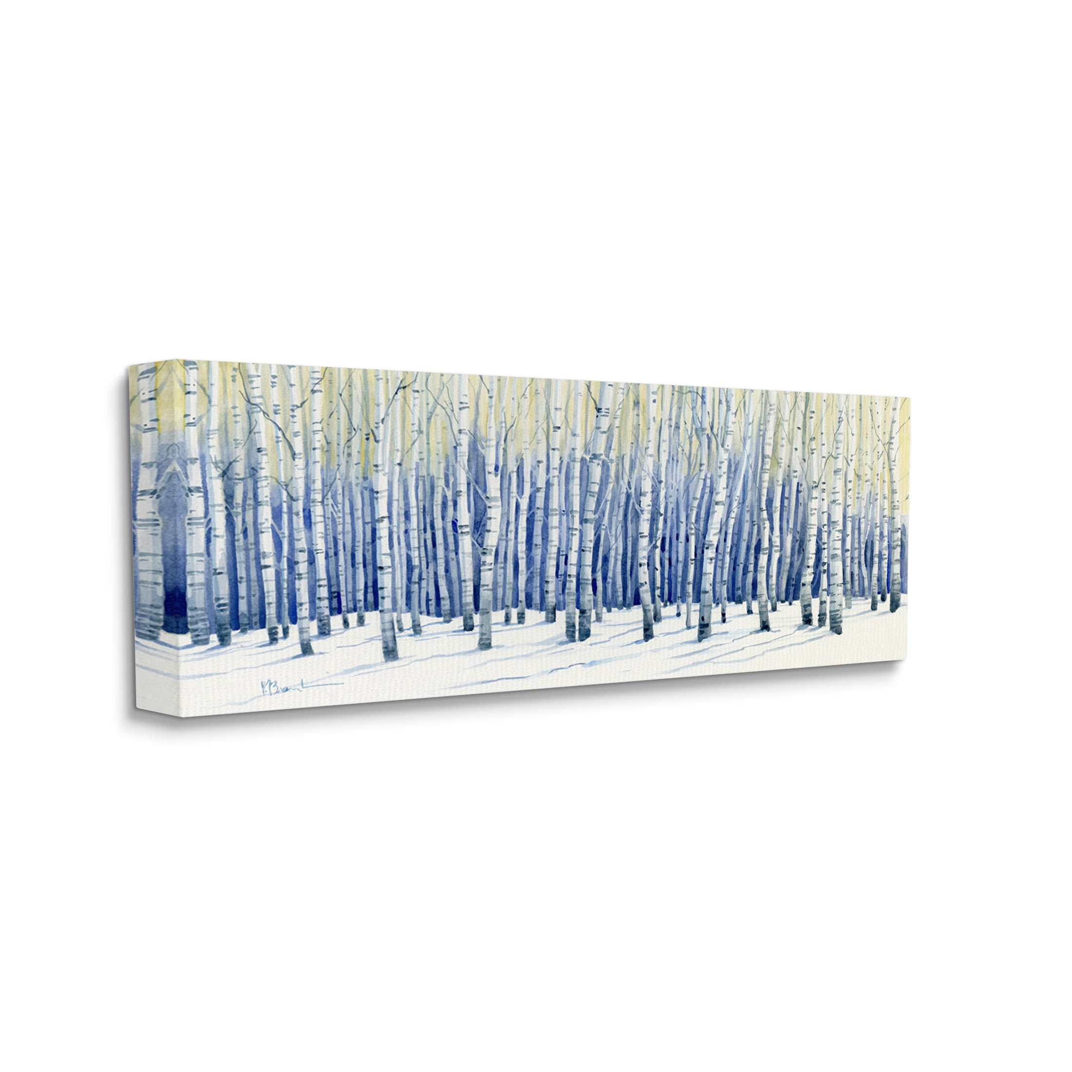Looming Winter Birch Trees Landscape Graphic Art Gallery Wrapped Canvas Print Wall Art