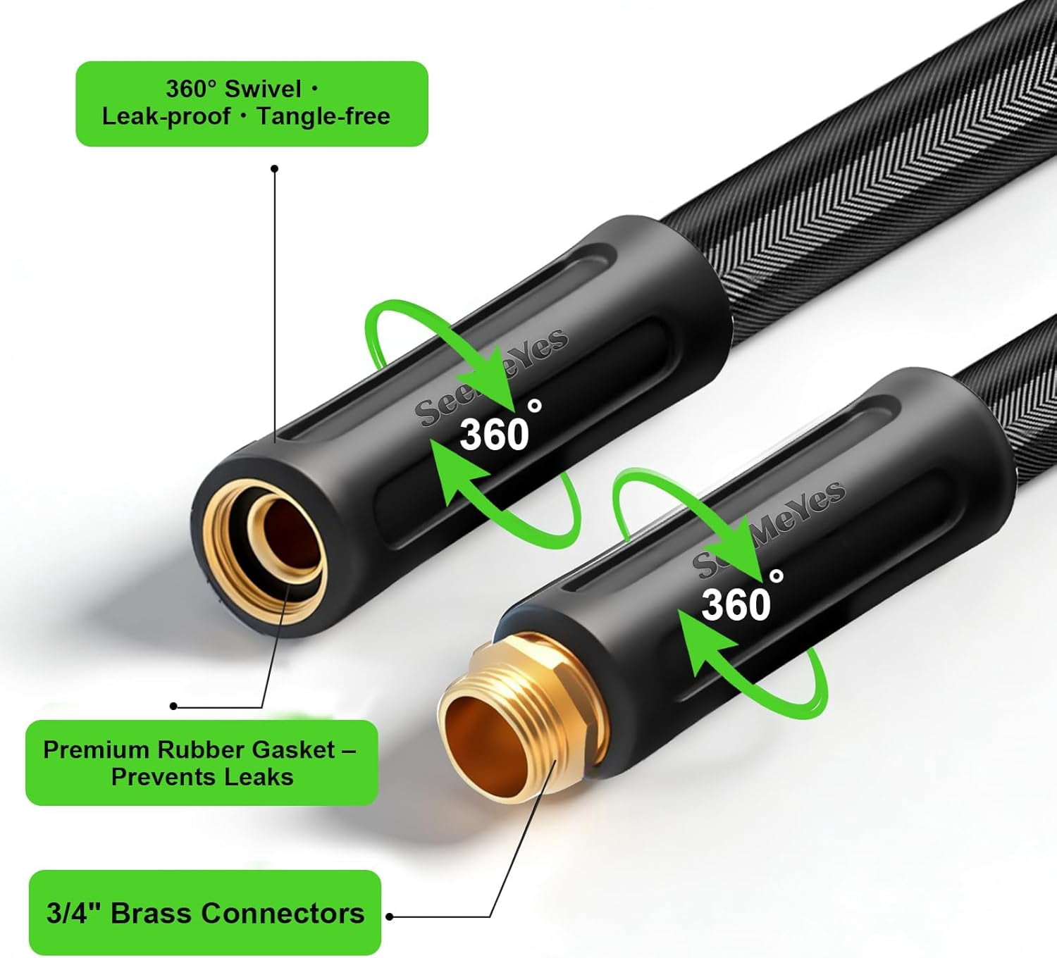 50ft Lightweight Flexible Water Hose, Abrasion Resistant, Kink Free, Durable Sturdy Hoses 2025 Up Graded Thicken Waterhose 700 PSI for Outdoor, RV, Marine, Convenient Storage, 3/4GHT