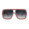 thumbnail image 3 of Oversized Rectangle Racer Shield 80s Plastic Fashion Flat Top Sunglasses Pink - Smoke, 3 of 8