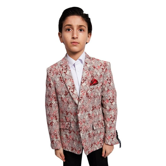 Elie Balleh Red Red Faded Argyle Boy's Blazers Sports Coat Jacket