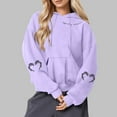 thumbnail image 2 of Enjoytime Halloween Hoodies for Women Vintage Printed Long Sleeve Crewneck Sweatshirts Casual Loose Fall Winter Pullover Tops Purple L, 2 of 3