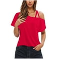 thumbnail image 2 of Njagoc3 Womens Solid Color One-Shoulder Asymmetrical Trendy Design Cami Relaxed Fit Chic Party Top, 2 of 6