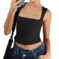 thumbnail image 1 of Camiseta Sin Mangas Chaleco básico para mujer Ombligo expuesto Color sólido Slim Fit Traje diario (Negro M) Cgtredaw Para estrenar, 1 of 1
