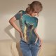 thumbnail image 3 of Balery Starry Sky Cloud Wolf Body de cuello redondo de manga corta para mujer Tops de manga corta Tops básicos-Medium, 3 of 7