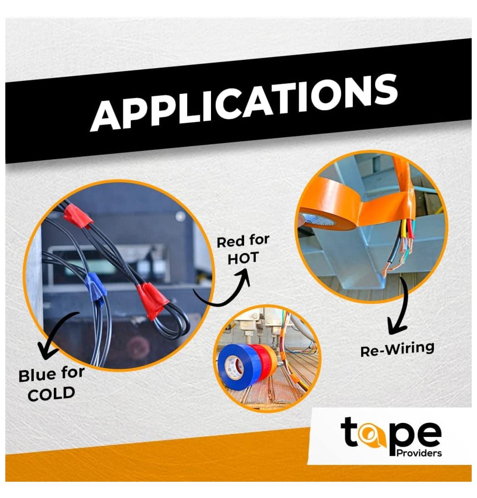 WOD ETC766 Professional Grade General Purpose Orange Electrical Tape UL/CSA Listed . Vinyl Rubber Adhesive Electrical Tape: 1.5 inch X 66 ft - Use at No More Than 600V & 176F (Pack of 10)