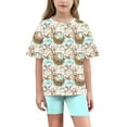 thumbnail image 6 of Piuwrlz Boys Girls Short Sets Kids Summer Outfit Set Round Neck Loose Shirt T-Shirt and Shorts Set Mint Green Size 6 Years, 6 of 9