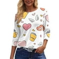 thumbnail image 6 of Lumtrix Womens 3/4 Sleeve Crew Neck T-Shirts Valentina's Day Spring Shirts Love Heart Graphic Tee Tops Loose Fit Tunic Wine S, 6 of 7