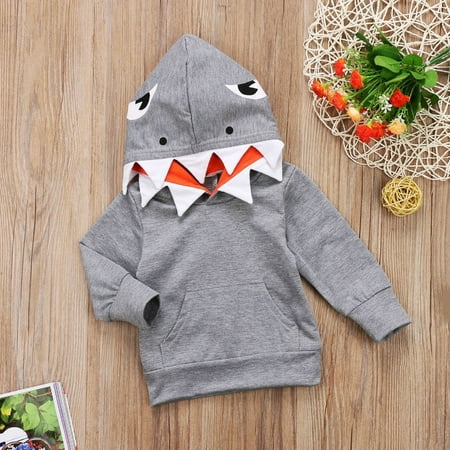 Toddler Kids Boys Shark Hooded Tops Hoodie Pocket Jacket Coat...