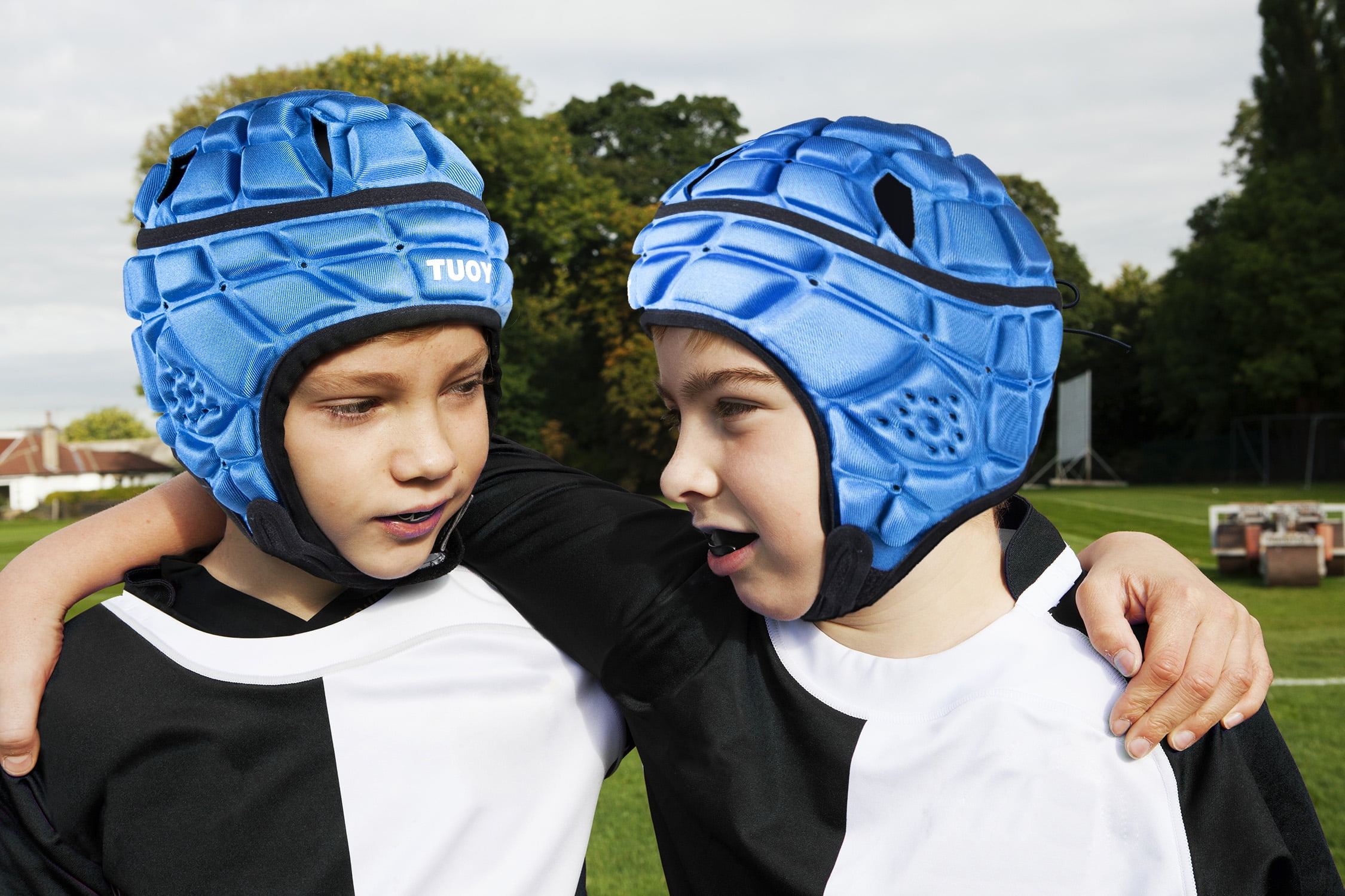 TUOY Kid Youth Soft Football Helmet Flag Football Helmet Pad Headgear Protection Head Guard for Rugby