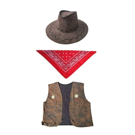 

3pcs Cosplay Costume Accessory Fashion Hat Vest Triangle Scarf Set Creative Masquerade Decor Clothes for Festival Carnival (Adult Pattern)