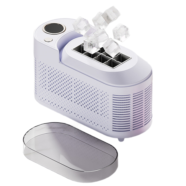 110V Portable Small Ice Maker Home Dormitory Office Camping 12V Car Cube Ice Automatic Ice Making Box Ice Machine US,1 * Desktop ice maker,Purple