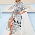 thumbnail image 4 of Collage Noir et Blanc de Fragments de Journal Grunge Robe Chemise Manches Longues Robes gala Femmes Été 2024, 4 of 4