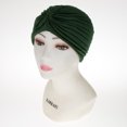 thumbnail image 3 of Women's Pleated Head Wrap Bonnet Turban - , as described Green, 3 of 4