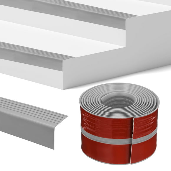 Uxcell Stair Edge Trim 10FT Vinyl Rubber Stair Nosing Non-Slip Self Adhesive Stair Edge Trim Strips Grey 1.89 Inch