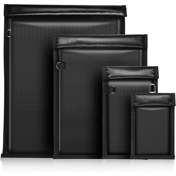 4 Pack Faraday Bags EMP Proof for Phone, RFID Key Fob Signal Blocker Pounch Fireproof & Waterproof Cell Phone Signal Blocking Go Dark Faraday Bag Anti-Tracking