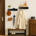 thumbnail image 5 of Wall-Mounted Coat Rack – Floating Wood Shelf with Hidden Hooks – Modern Entryway Organizer for Hallway or Closet (Black), 5 of 7
