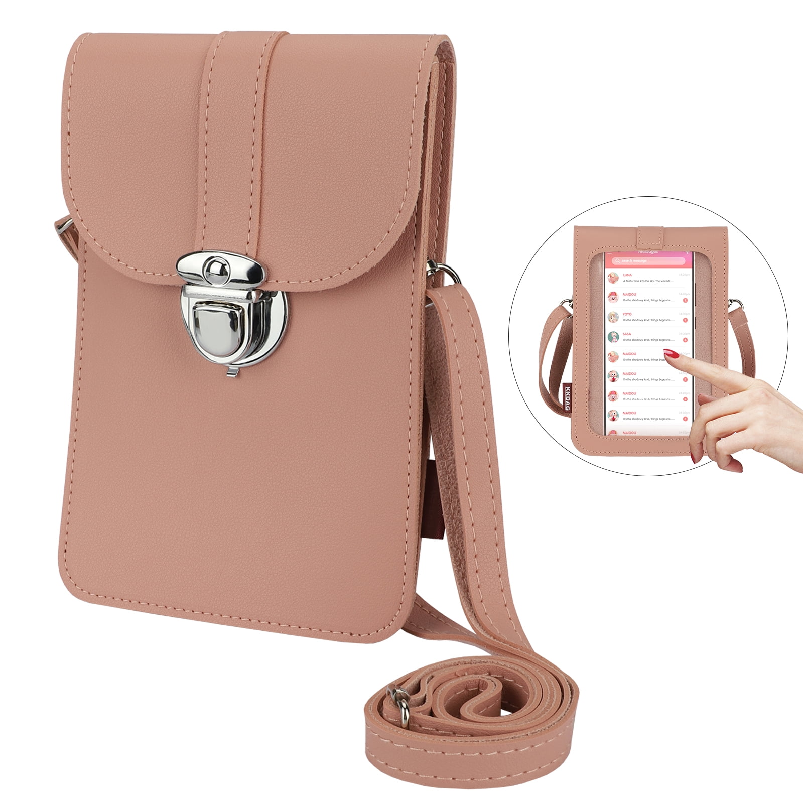 Cell Phone Bag, PU Leather Crossbody Cellphone Purse for Women, Touch  Screen Cell Phone Pouch Holder Shoulder Bag with Clear Window Pockets  Straps Fit for iPhone, Samsung Galaxy, 6.5 Phones 