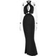 thumbnail image 3 of Vestido ajustado ahuecado Sexy Ygjytge color sólido cuello redondo traje de vacaciones Negro T S para Mujer, 3 of 9