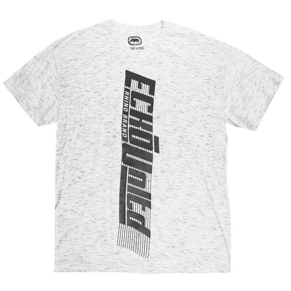 Ecko Unltd Men's V-Neck T-Shirt Puff Print Vertical Logo Short Sleeve Tee (Small, White Space Dye)