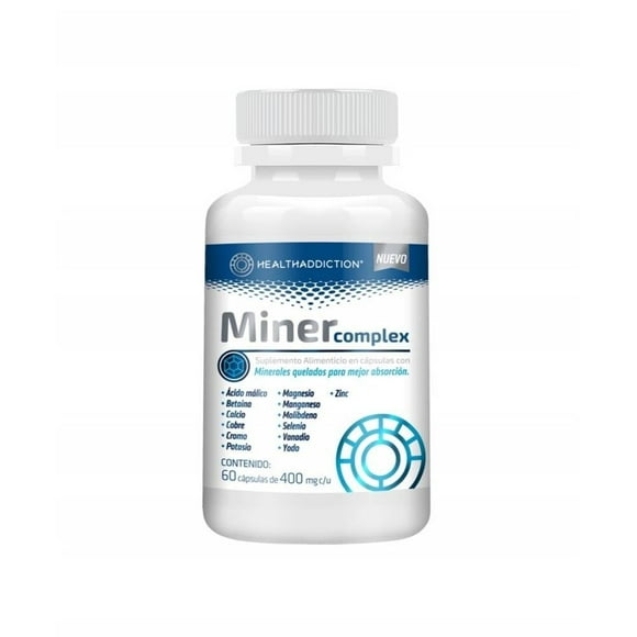 Suplemento alimenticio Healthaddiction Miner complex Minerales quelados 60 cápsulas de 400mg c/u