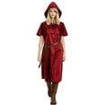 thumbnail image 5 of Jsaierl Women's Hooded Short Sleeve Tunic Dress with Leather Belt Medieval Wizard Monk Halloween Cosplay Costume, 5 of 6
