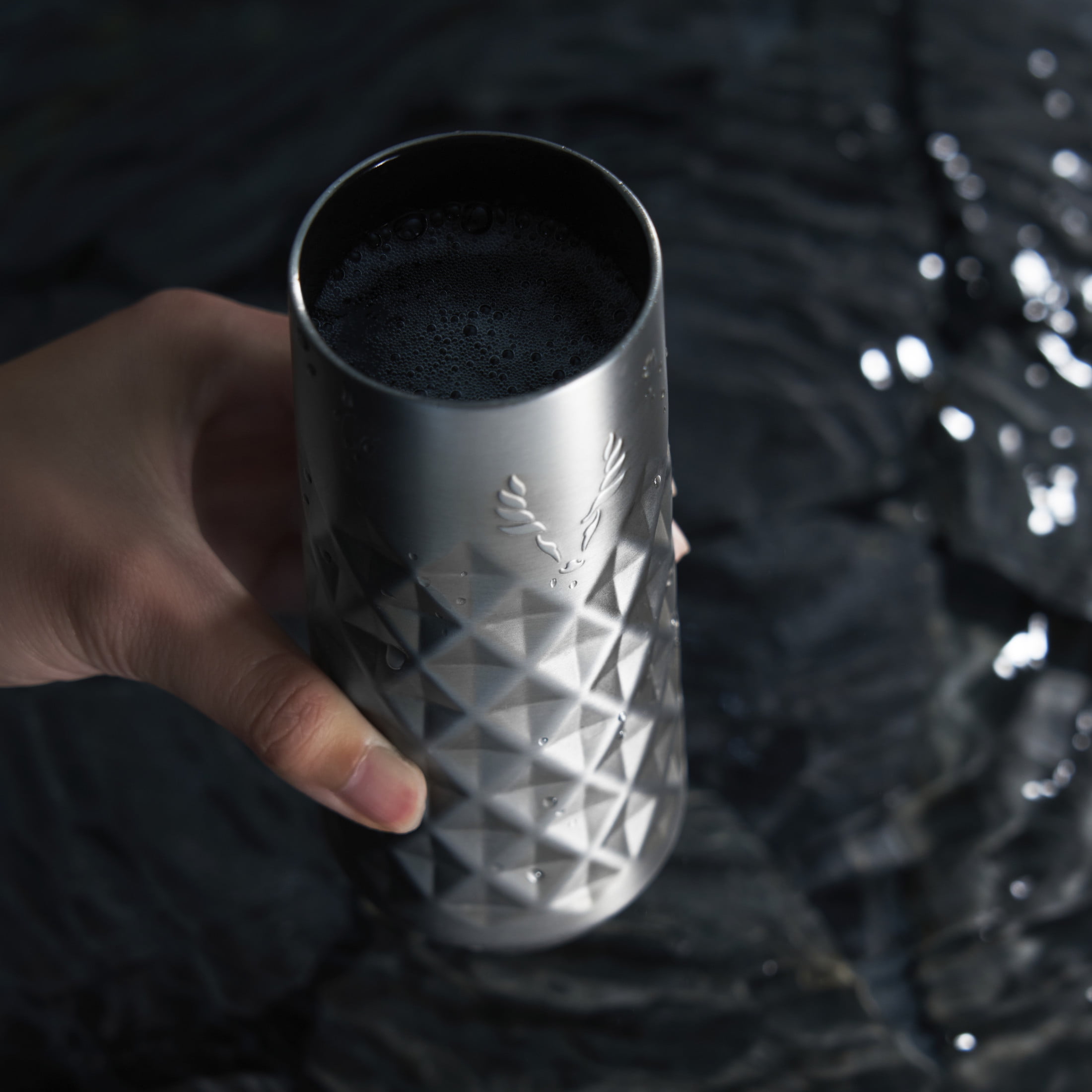 Viski Paragon Champagne Flute, Stainless Steel Drink Tumbler, 9 oz Platinum