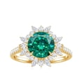 thumbnail image 4 of Rosec Jewels Certified Lab Grown Emerald Cocktail Ring with Halo - 8 mm - 2 Carat - AAAA Grade - Emerald Moissanite Ring for Women, 18K Yellow Gold, US 3.50, 4 of 8