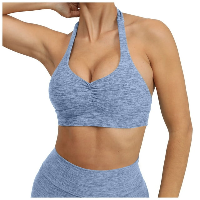 Curenmufel Soutiens-gorge de Sport Grande Taille pour Femmes, Brassière de Sport Butterluxe à Bretelles Spaghetti Ajustables pour Femmes - Encolure Dégagée, Sans Armatures, Rembourrée, Haut Court de Yoga et d'Entraînement (Gris,m)