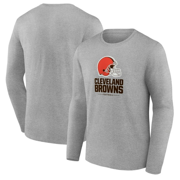 Men's Gray Cleveland Browns Team Lockup Long Sleeve T-Shirt