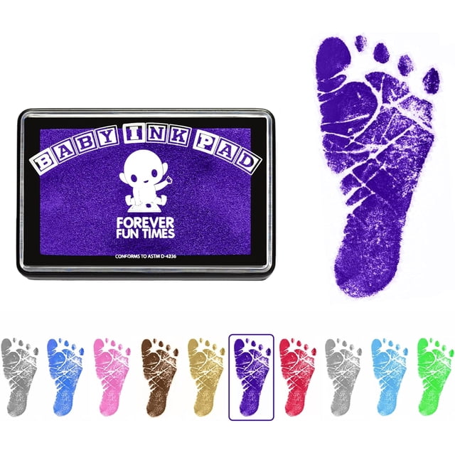 GFDYREE Baby Hand and Footprint Kit by Get Hundreds of Detailed Prints with One Baby Safe Ink Pad Easy to Clean, and Works with Any Paper or Card Clean and Safe (Small, Purple)
